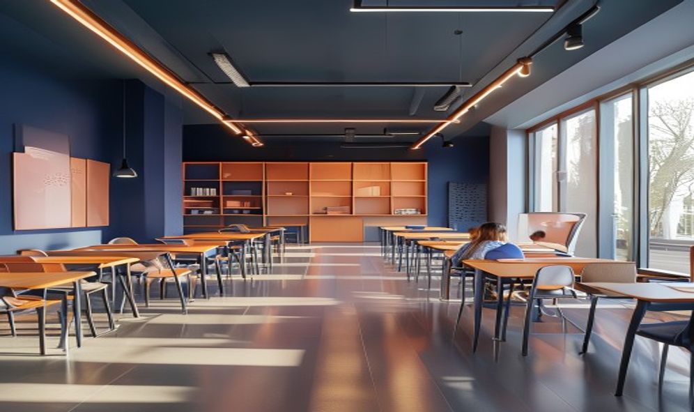 Salle d'apprentissage de langues lumineuse et moderne